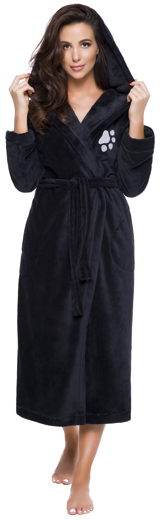 DŁUGI PUCHOWY DAMSKI SZLAFROK PODOMKA ŁAPKA XL Płeć kobieta