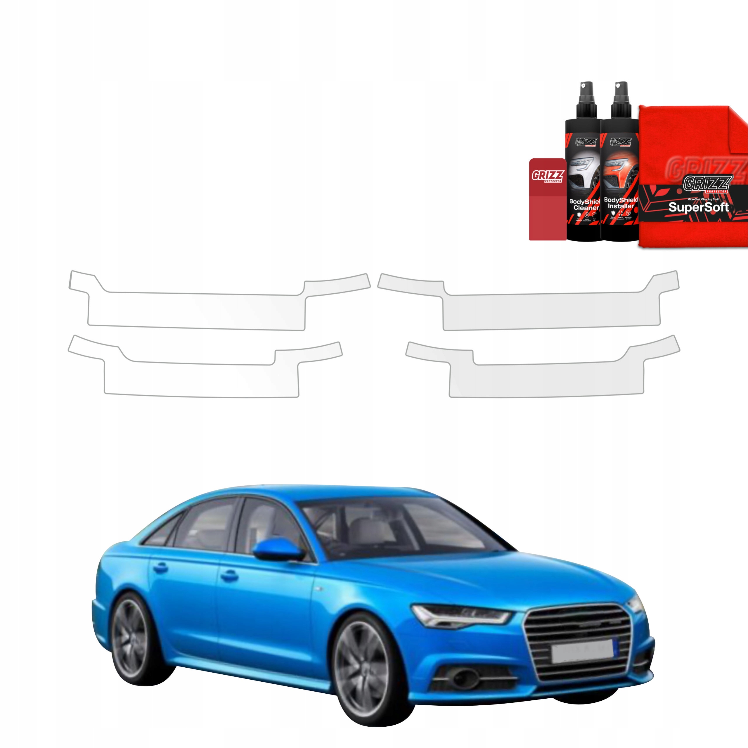 4v1 Fólie Ppf dýha na prahy pro Audi A6 C7 Sedan Facelifting (2014-2018)