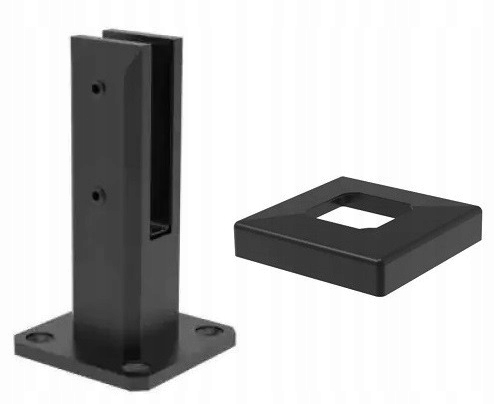 Držák Skla Spigot S Rozetou, Čtvercový, Černý, Nerezový