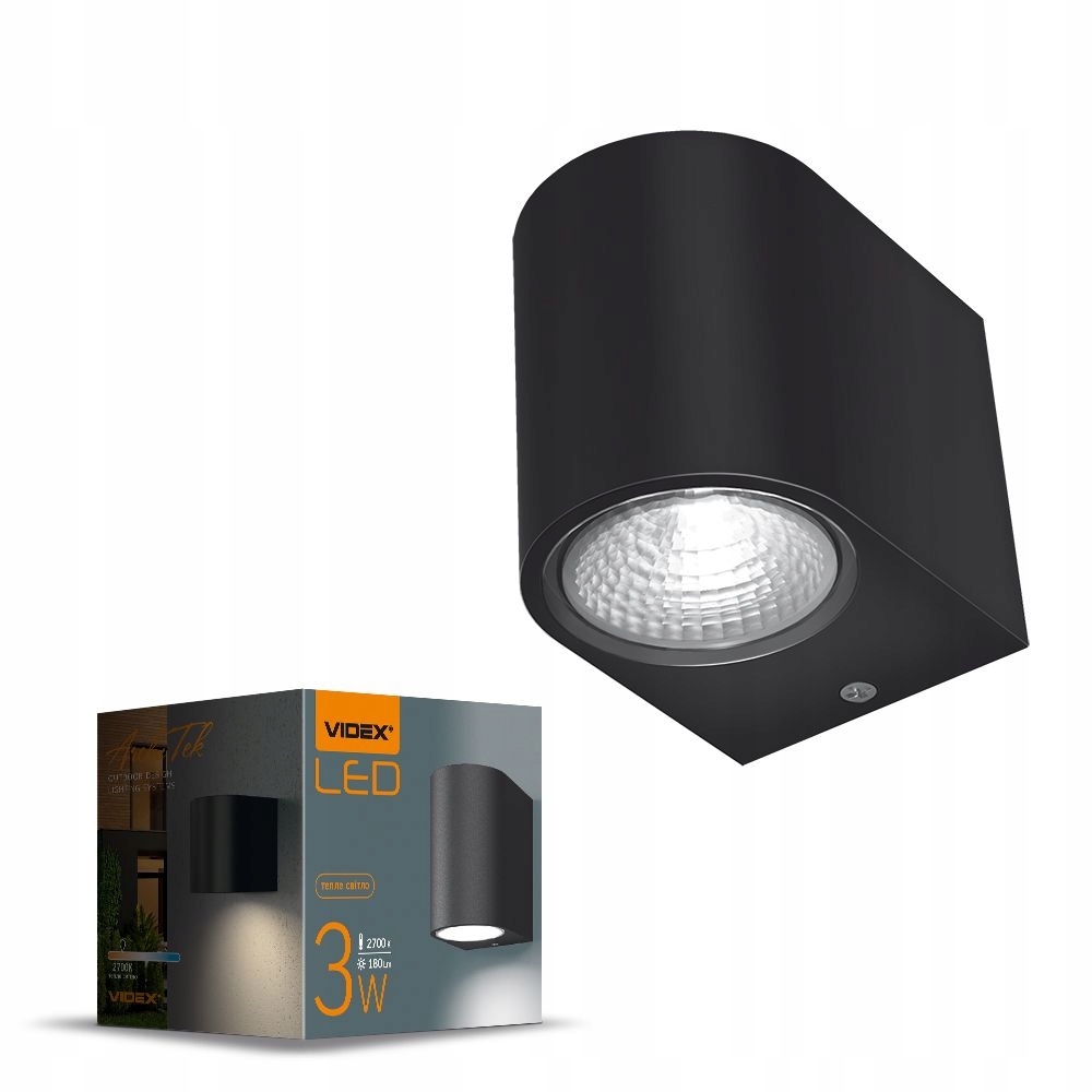 Videx Led architektonická lampa 3W 2700K IP54 černá 4820246480857