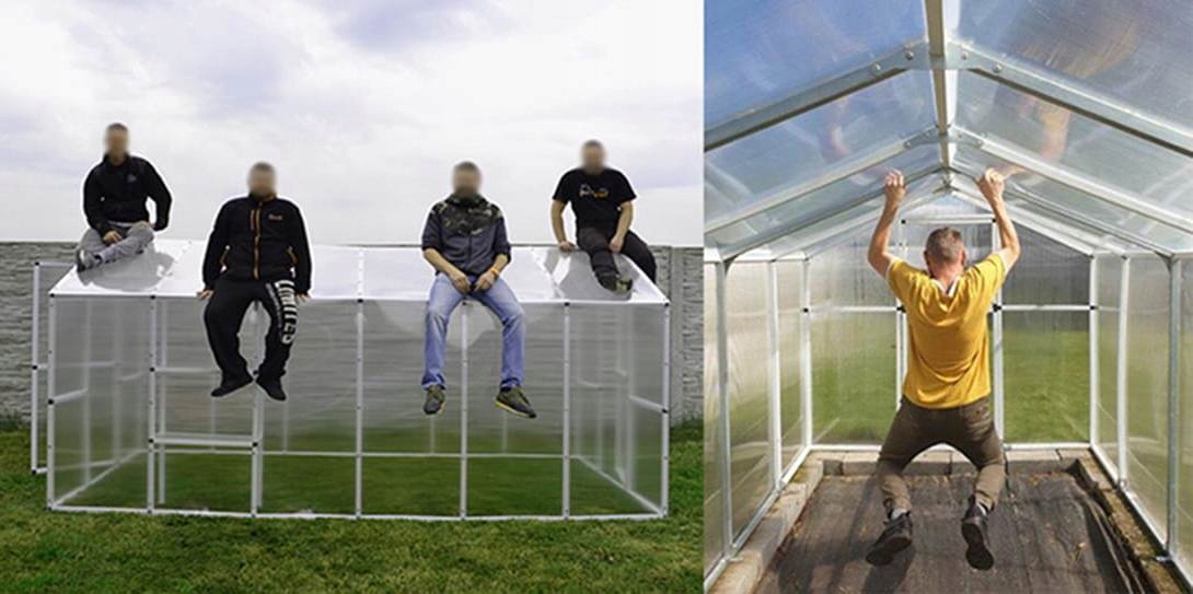 SZKLARNIA Z POLIWĘGLANU 8,5 m 210x405 MOCNA POLSKA STAL PVC Długość 4.05 m