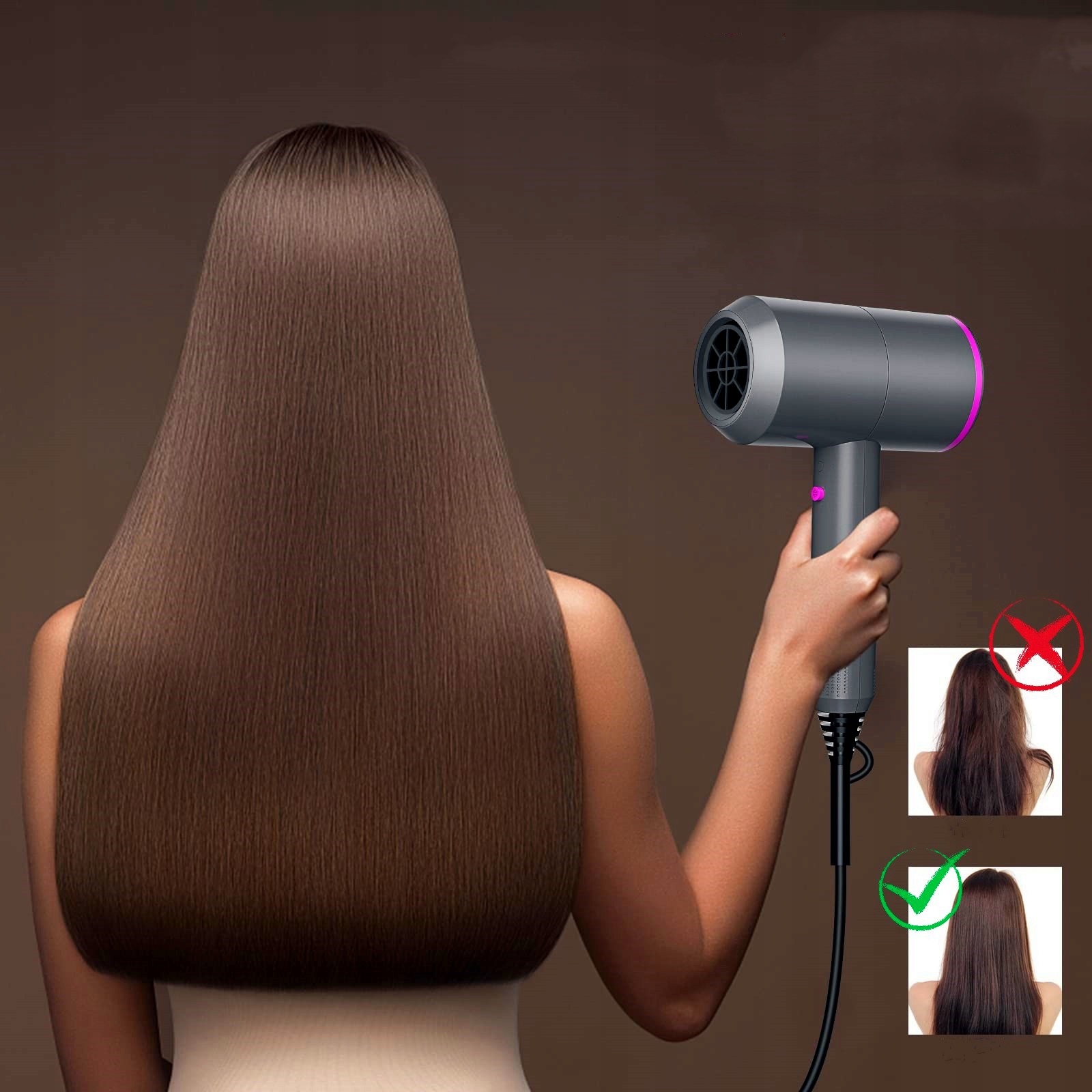 Pielęgnacja włosów ujemnym jonem wiatru Suszarka 5w1 Z POLSKi Kod producenta SILVER