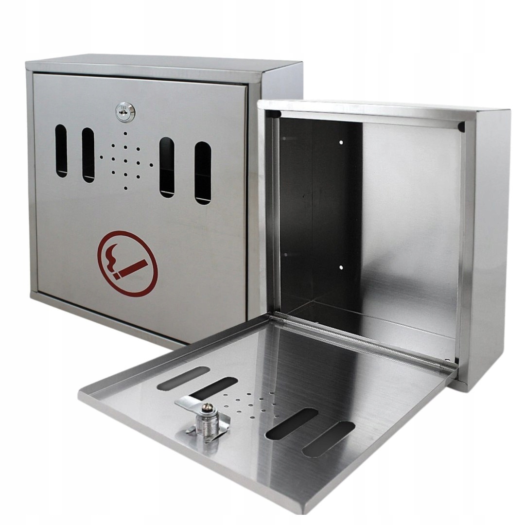 Levně Popelník z nerezová ocel uzamykatelný na klíček, stříbrný