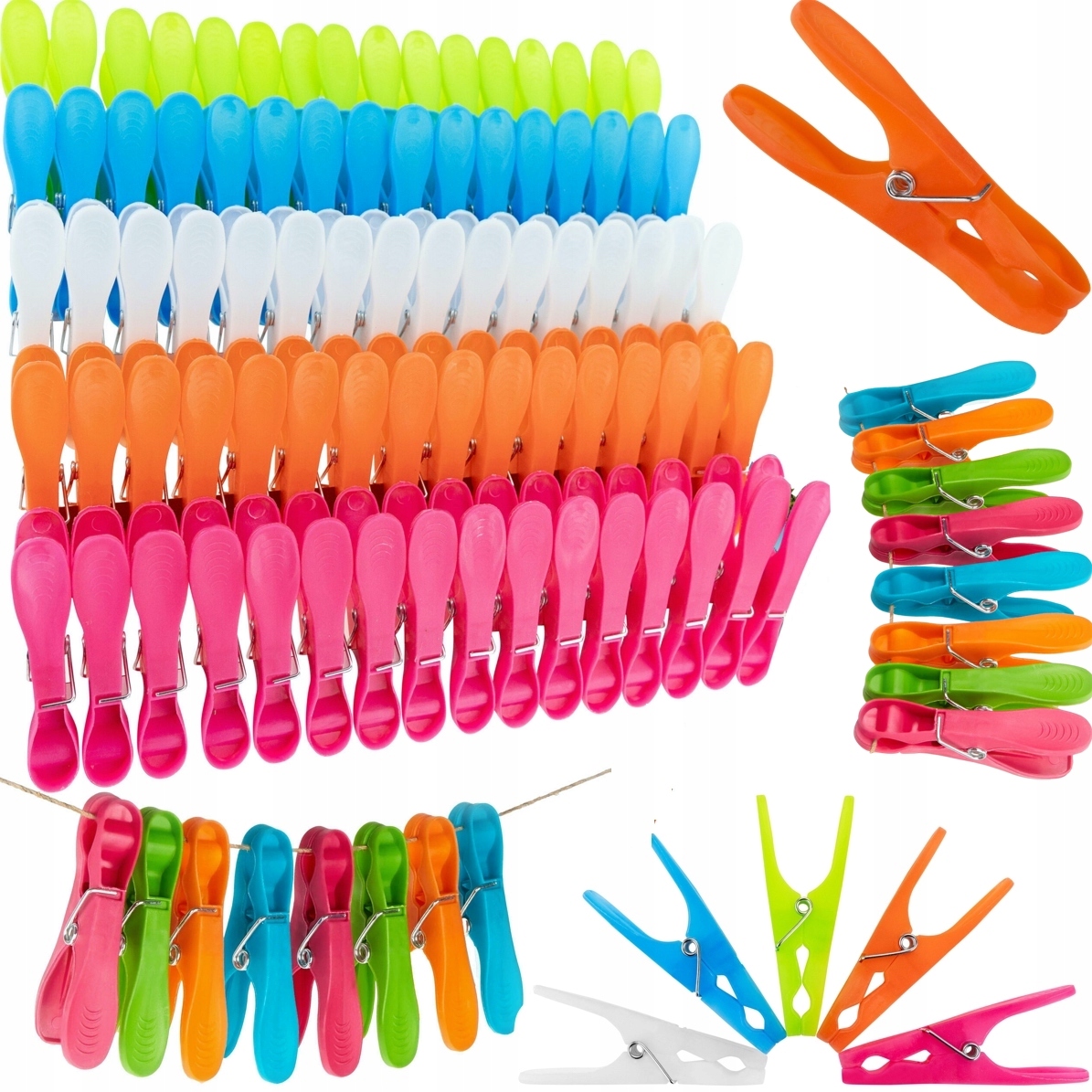 Levně 160 x Silné Sponky Na Praní prádla, kolíčky 160 ks