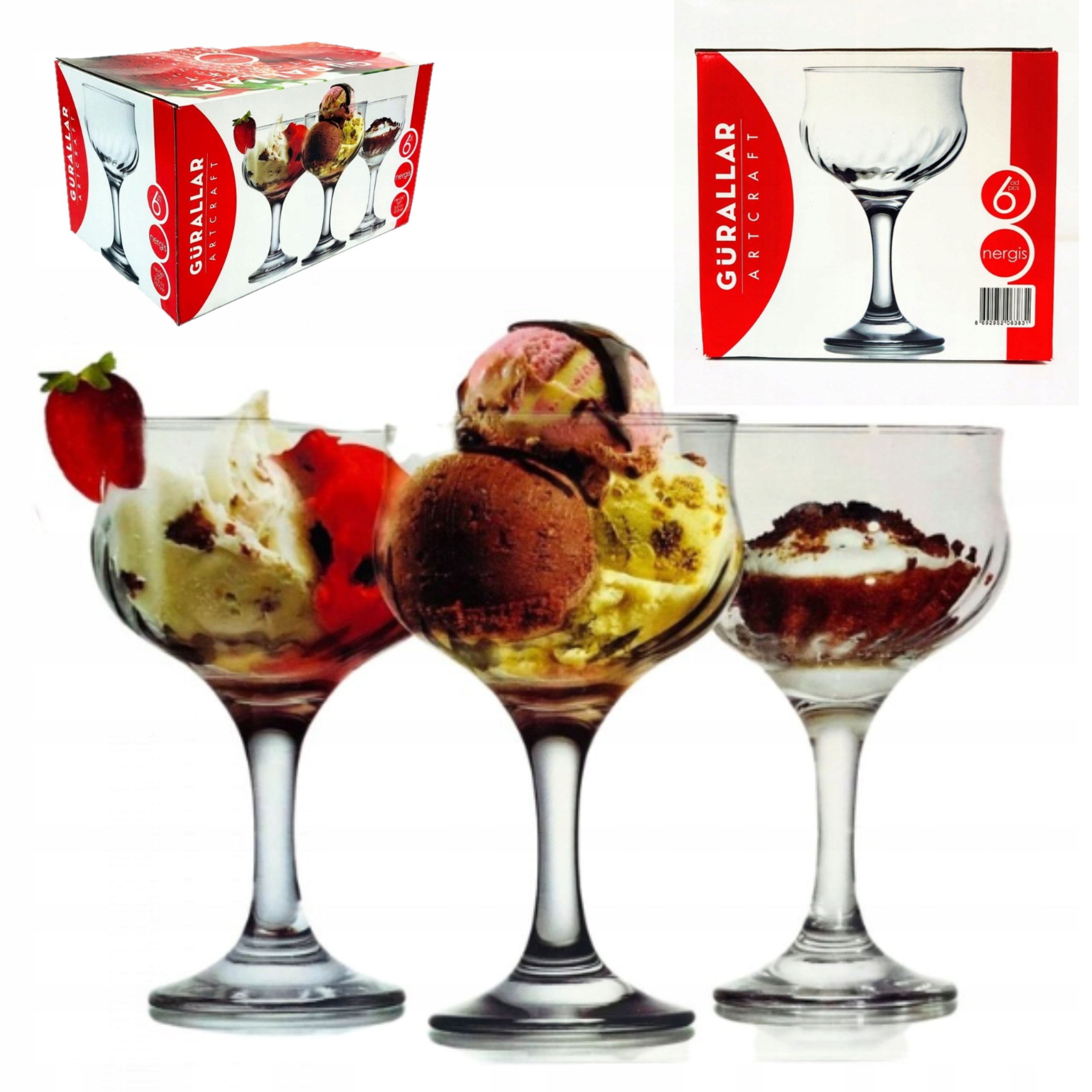 

Pucharki Do Lodów Deserów 12 Sztuk Komplet 310ML