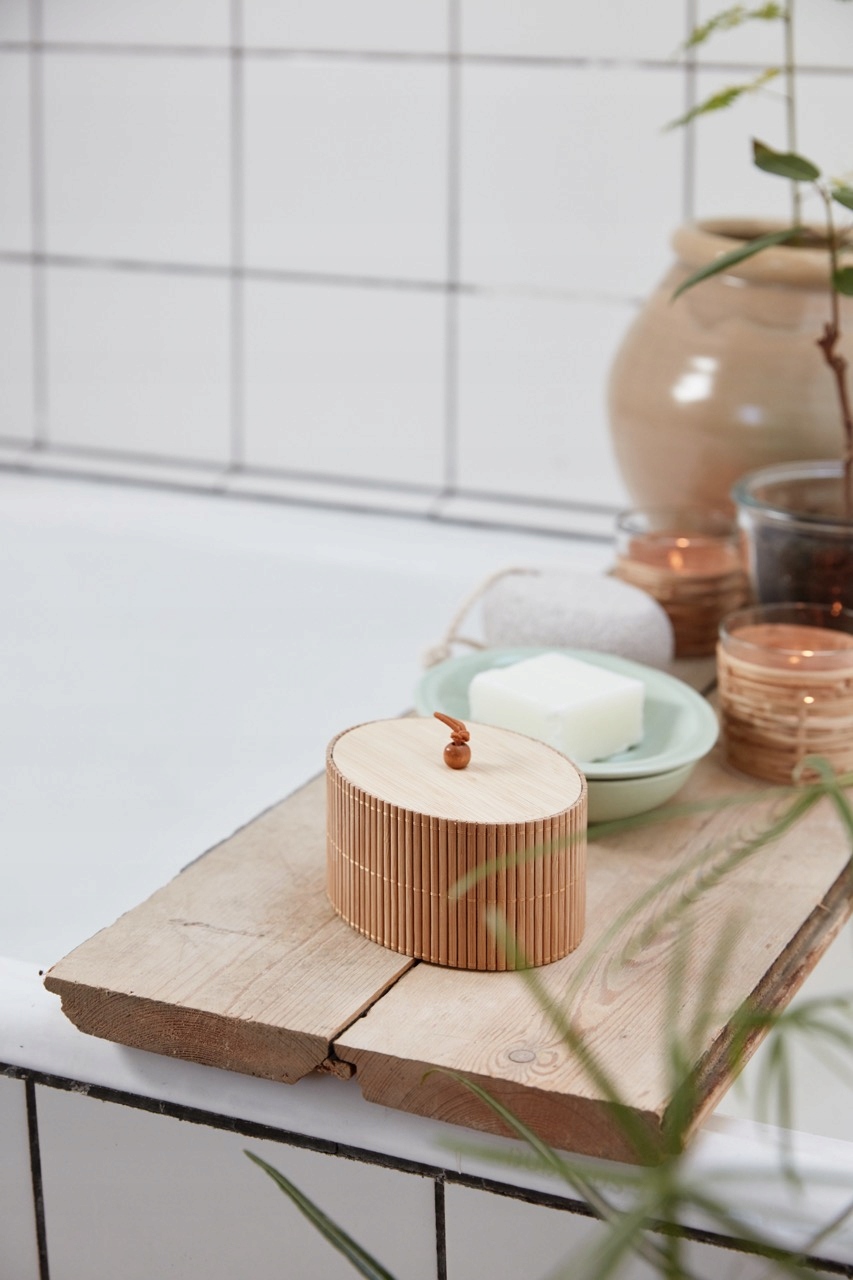 Chlebak CERAMICZNY IB LAURSEN pojemnik na chleb BIAŁY + pojemnik BAMBUSOWY Linia ceramika