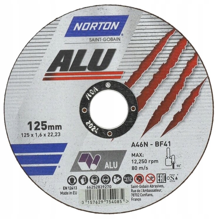 

Tarcza Do Cięcia Aluminium Norton Alu 125x1,6 T41