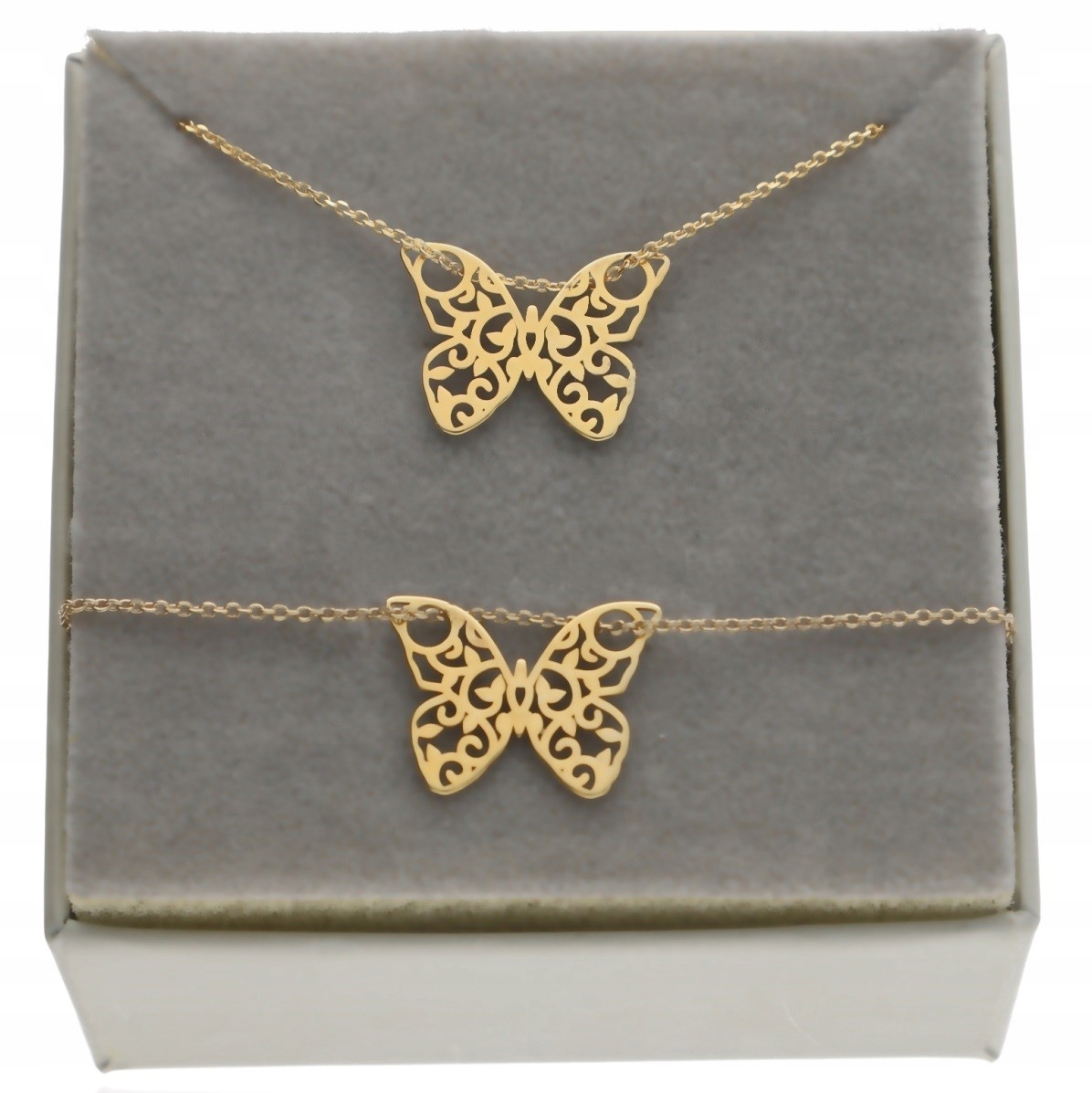 Zlatý komplet motýlí motýlci celebrita stříbro 925