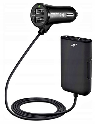 

Ładowarka Samochodowa Z Przedłużaczem 12/24V 4xUSB