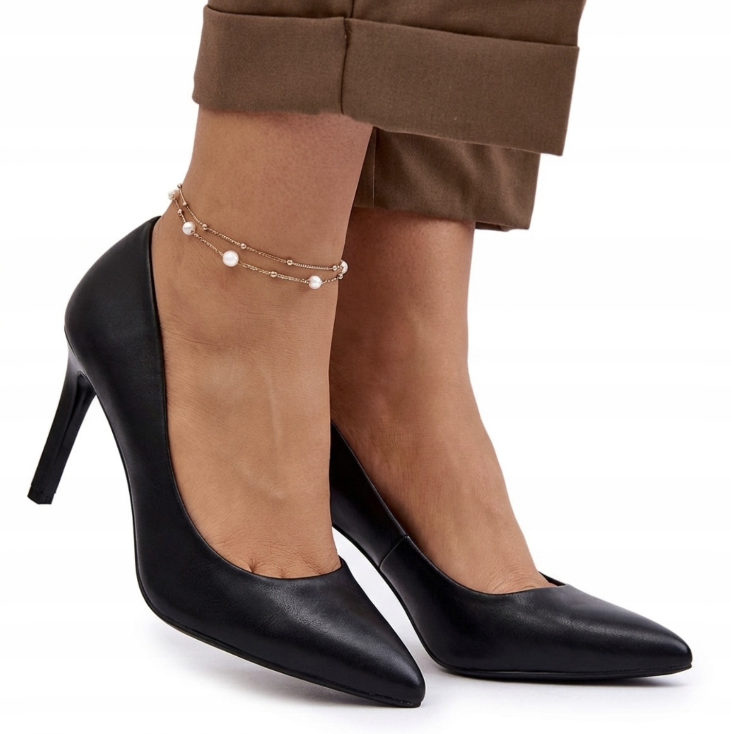 Czarne Czółenka Buty Damskie Szpilki Sergio Leone 1339 Eko Skórzane 39