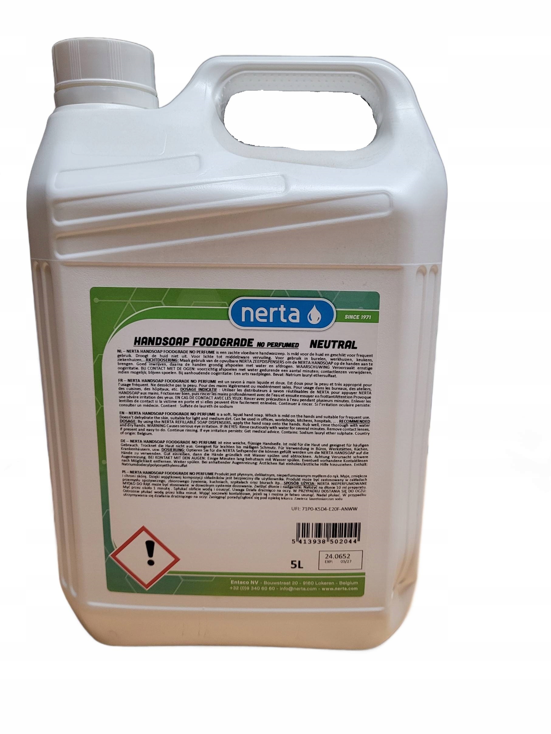 Levně Tekuté mýdlo na mytí rukou Neparfémované Jemné Nerta 5L