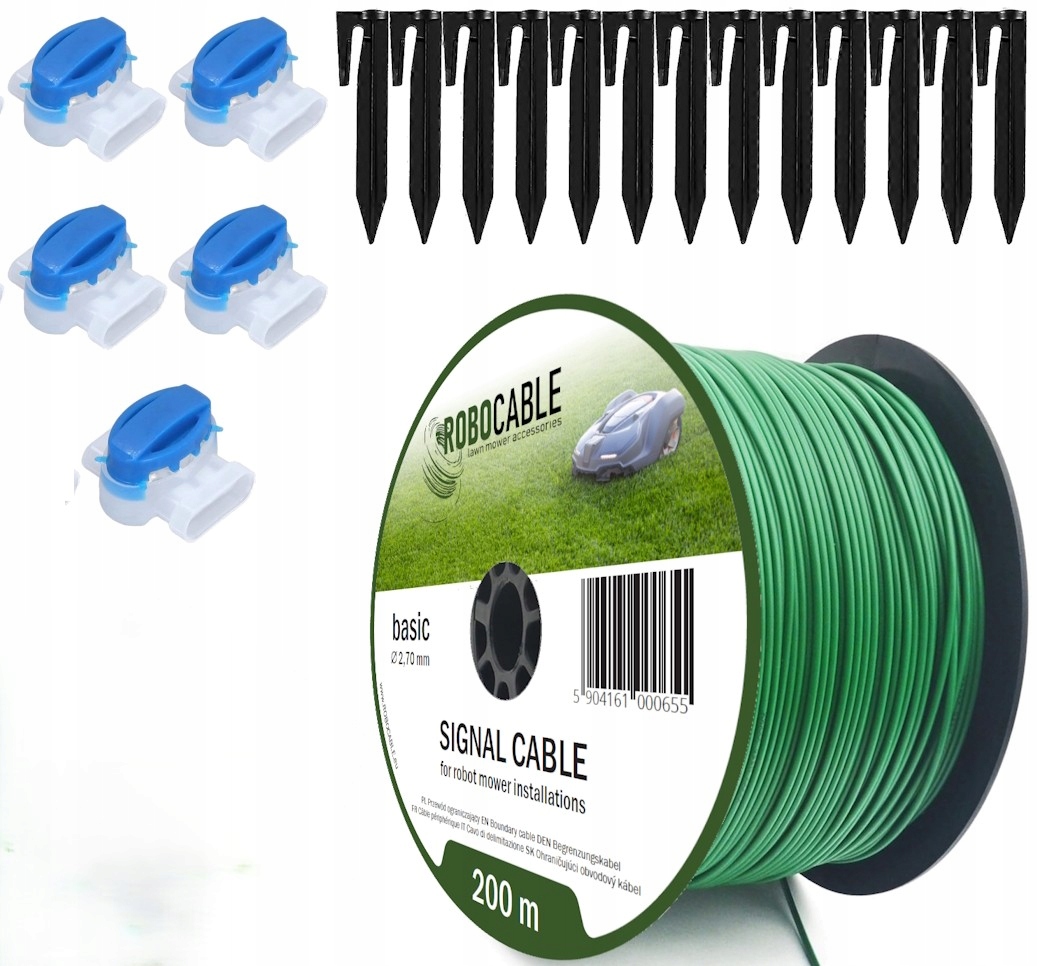 Kabel pro omezení robotické sekačky Sada 200 m Špendlíky Robocable