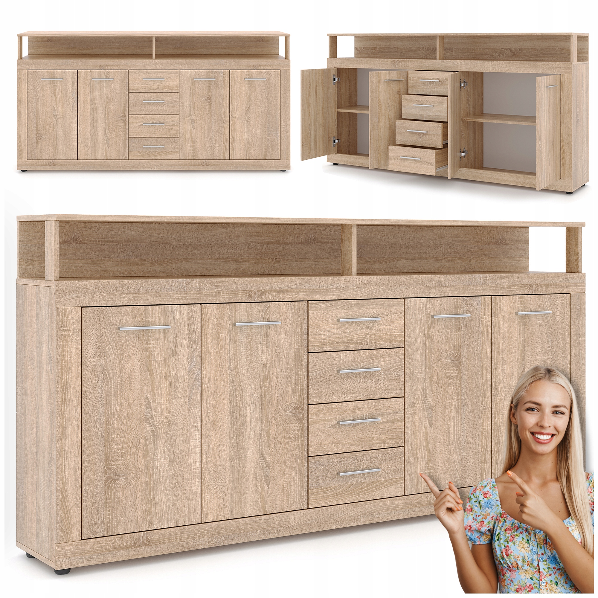 Komoda s zásuvkami do obývacího pokoje Sonoma Blago 190 cm