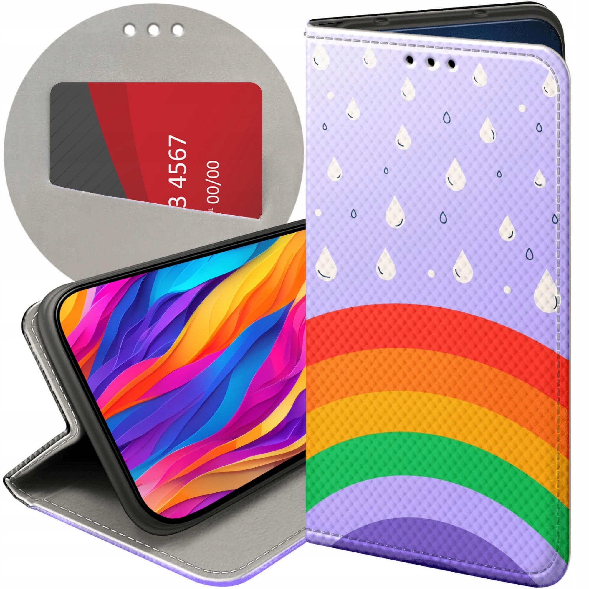 Etui Z Klapką Do Xiaomi Redmi Note 9T Tęcza Rainbow Futerał Case