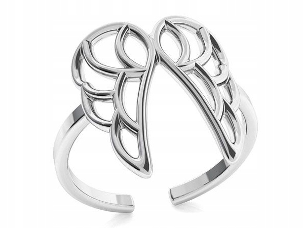 Stříbrný nastavitelný ažurový malý Prstýnek Křídla anděla Křídlo 8