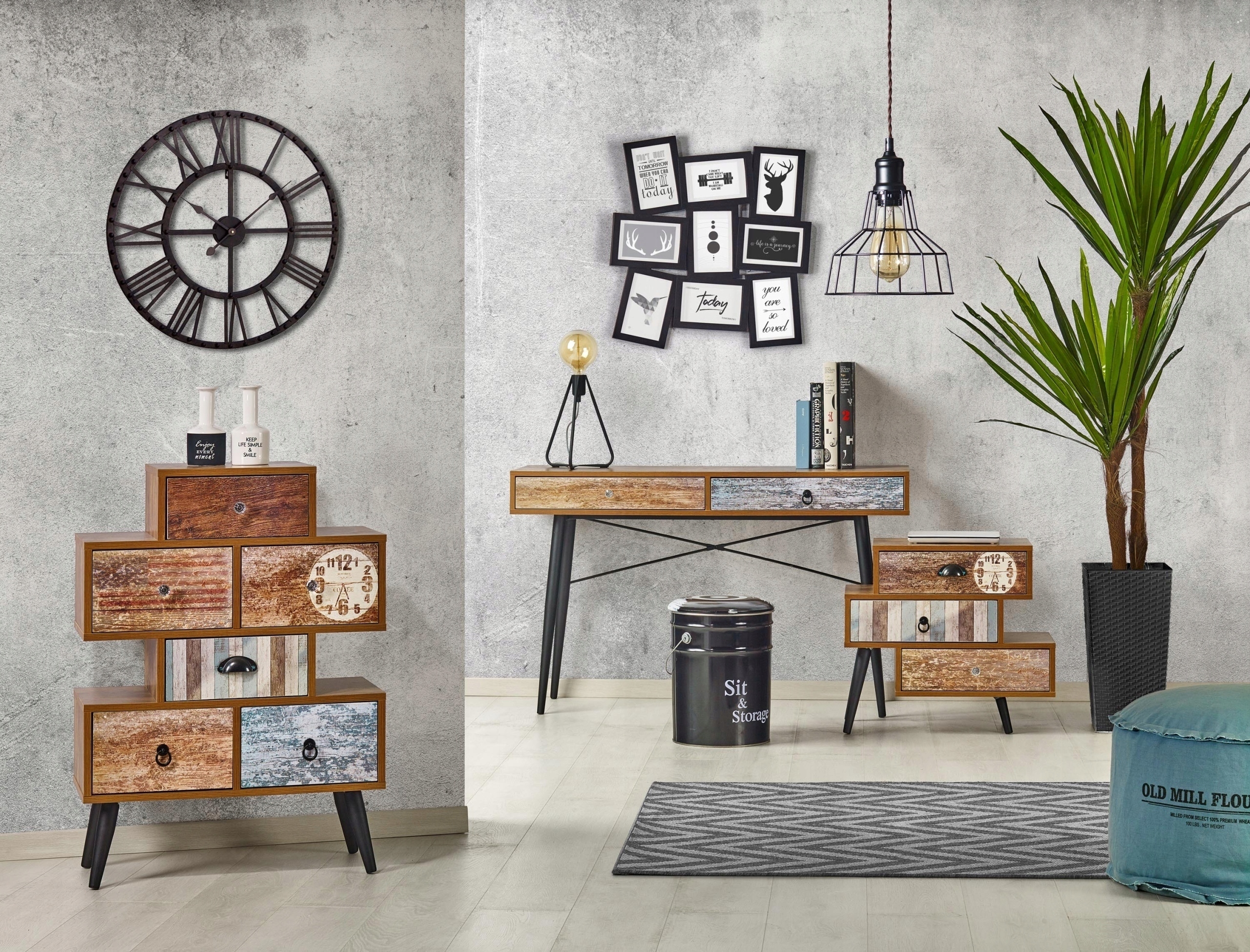 KOMODA ENZO, Loft, Retro-Vintag SZAFKA KM3 Kolekcja MEZO