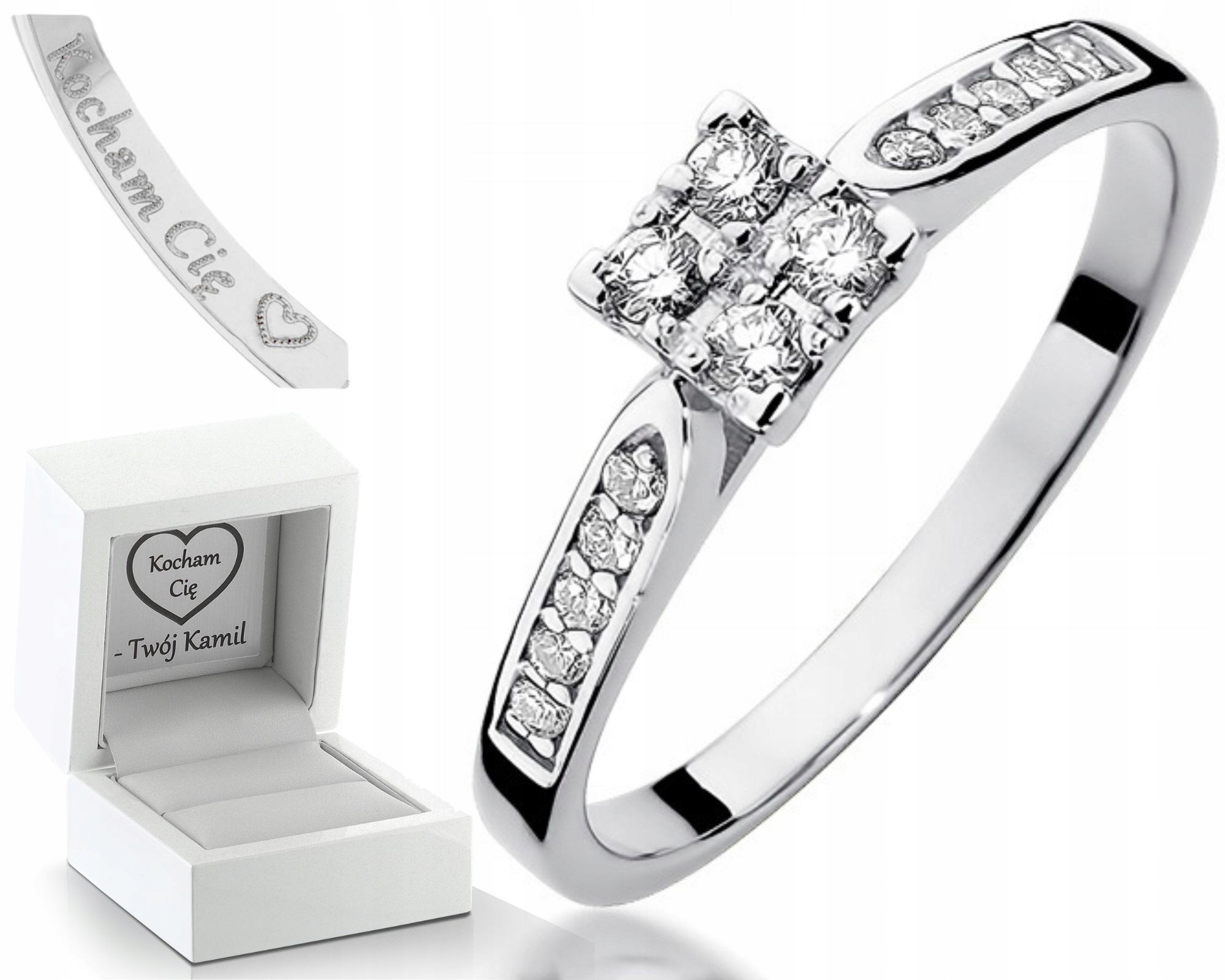 Prstýnek S Brilianty 0,16 Ct Bílé Zlato 585 Zásnubní Dárek