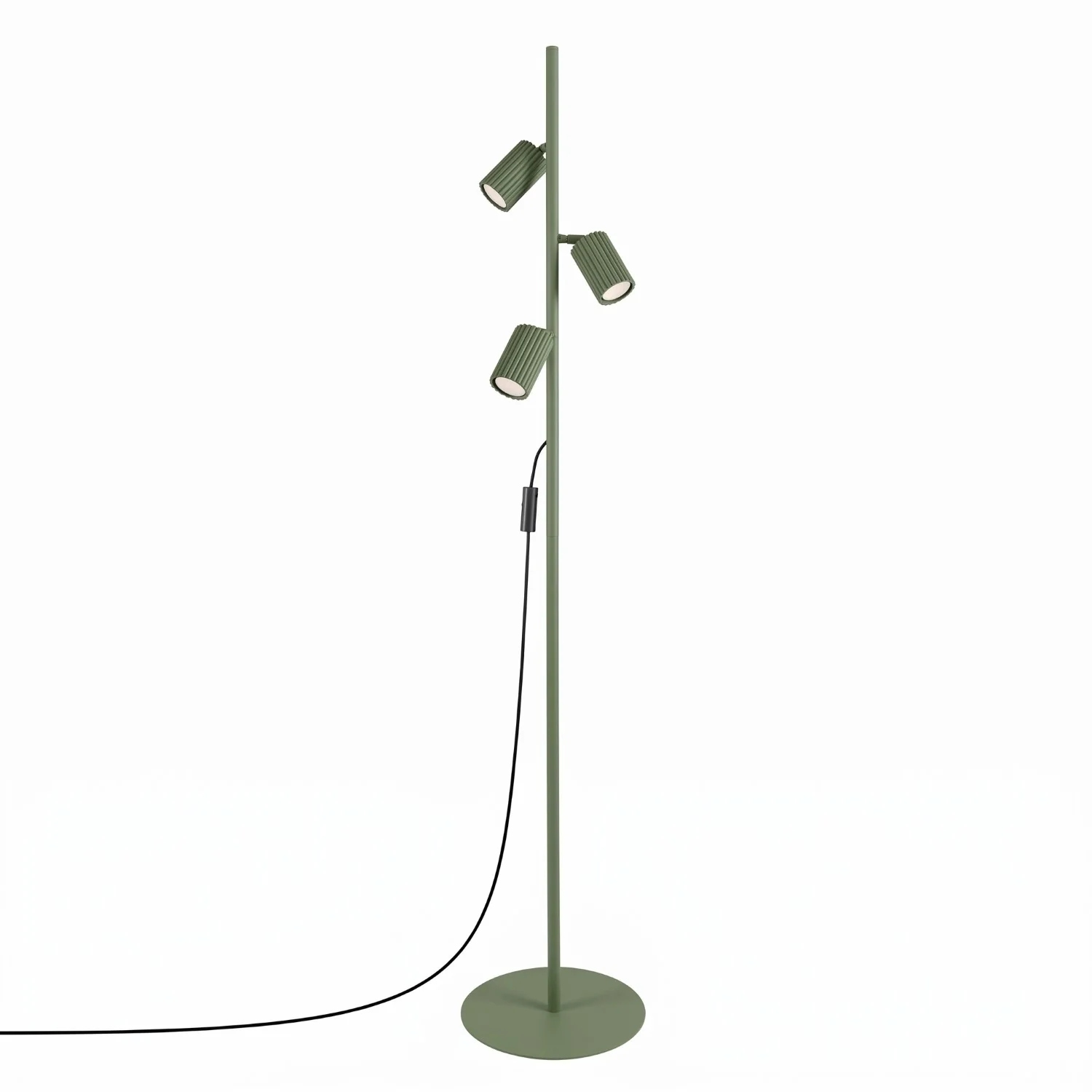 Stojacia podlahová lampa loft 3 pohyblivé tuby Karbon 3 zelená olivová Sollux