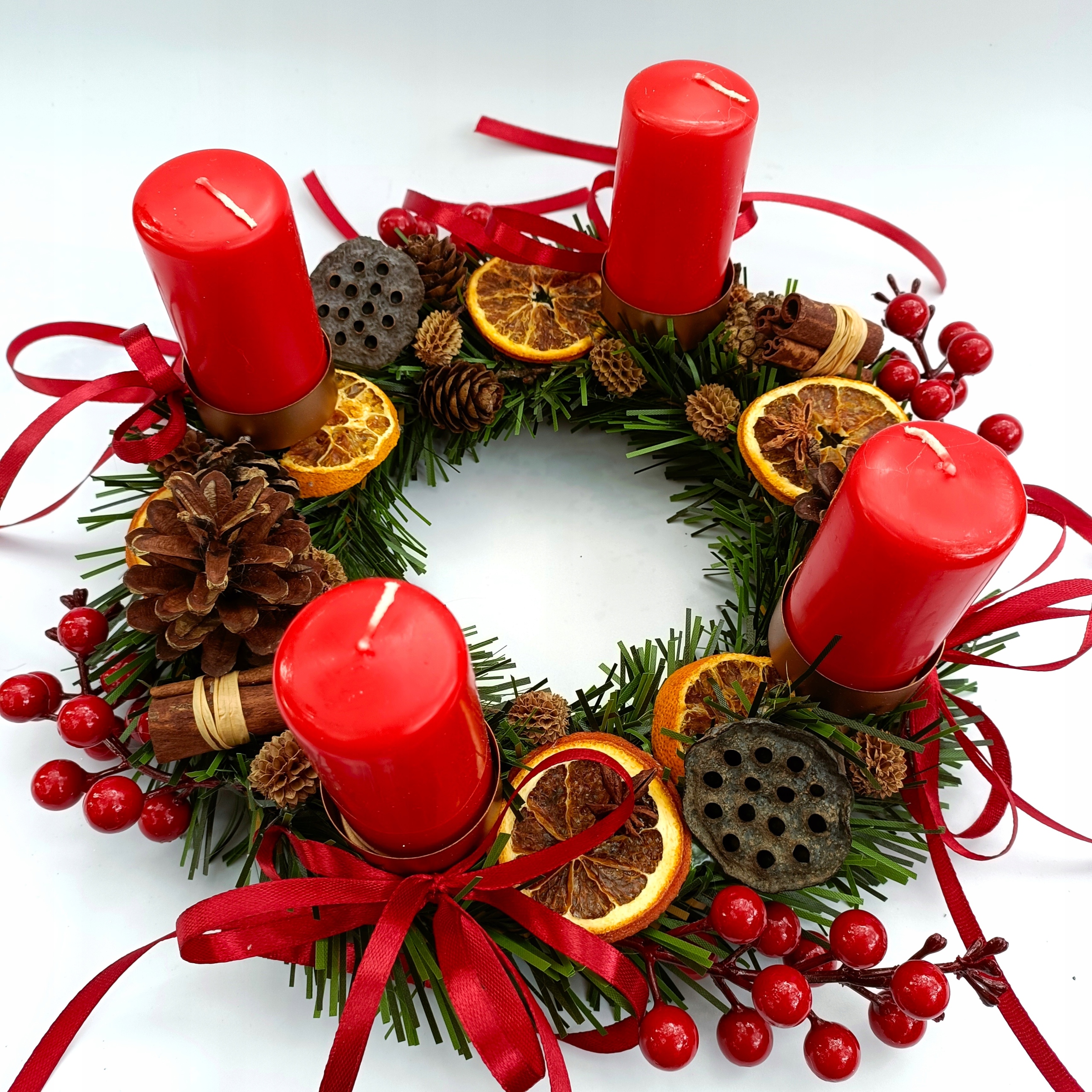 ŚWIĄTECZNY STROIK NA STÓŁ WIGILIJNY WIANEK CZTERY ŚWIECE BOŻONARODZENIOWY Marka inna