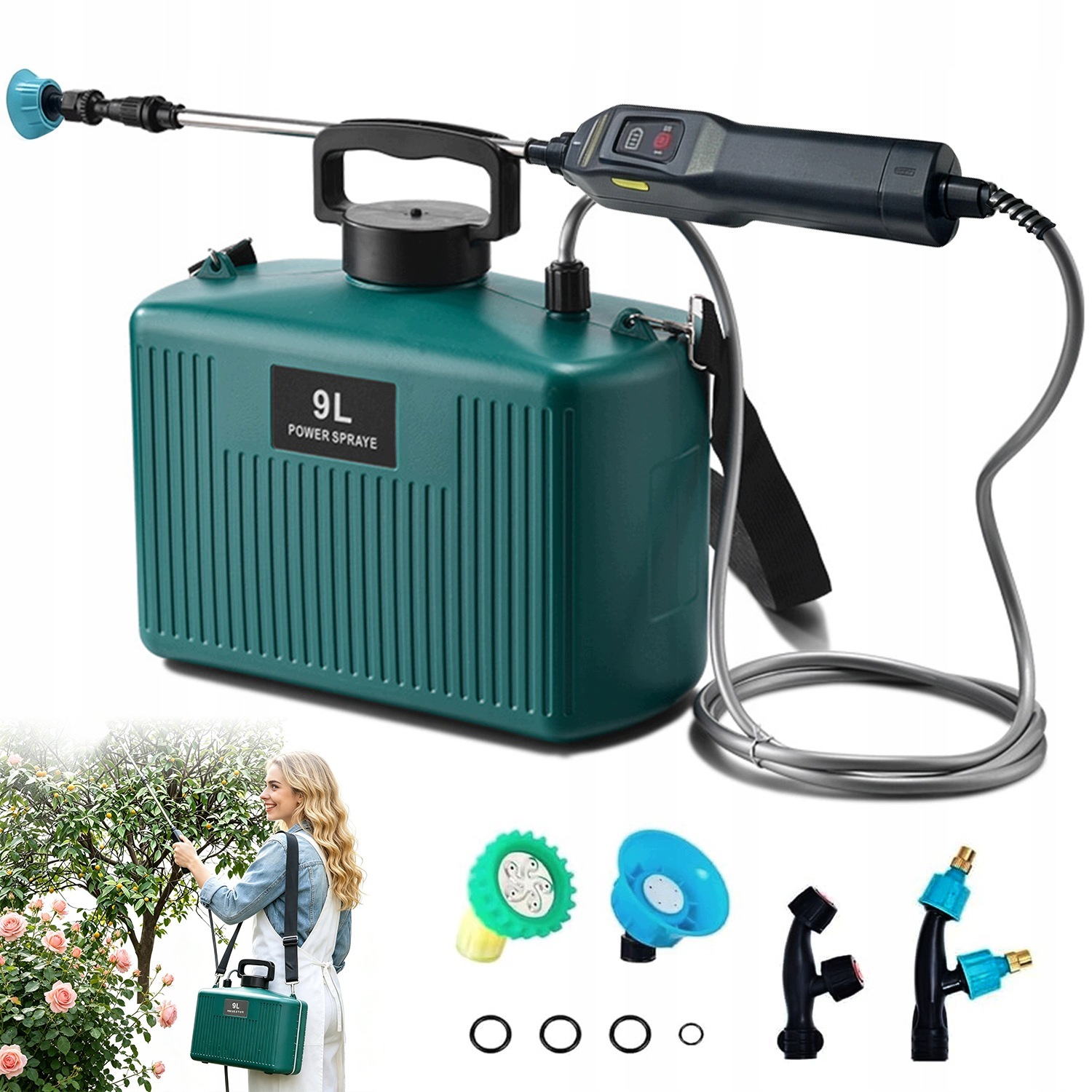 Akumulátorový Tlakový Postřikovač 9 L 4 Trysky Lanka 22-60 CM Usb