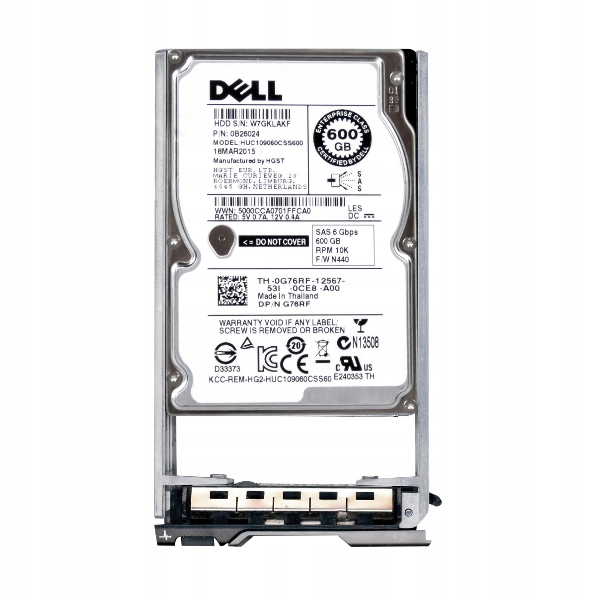 Dell 0G76RF 600GB 10K SAS-2 2.5'' HUC109060CSS600