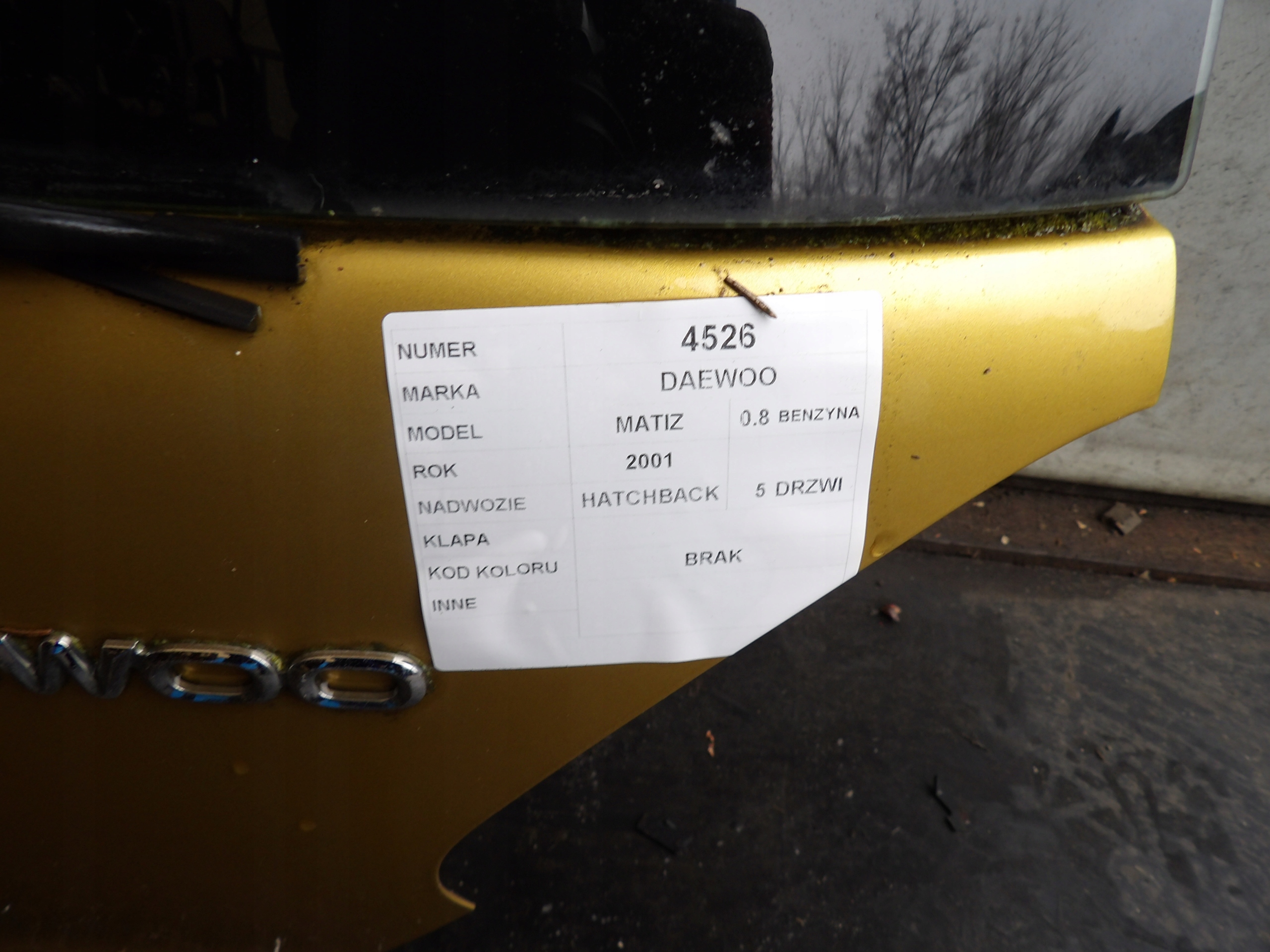Daewoo Matiz trunk door boot HB 5D