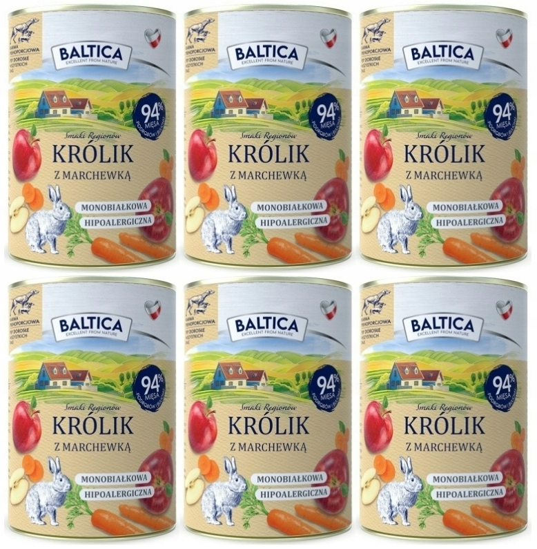 Baltica mokra karma dla psa królik z marchewką 6x400g