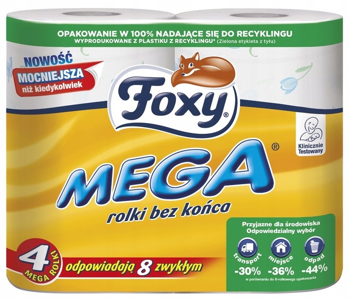 PAPIER TOALETOWY FOXY Mega 3 warstwowy 4 rolki