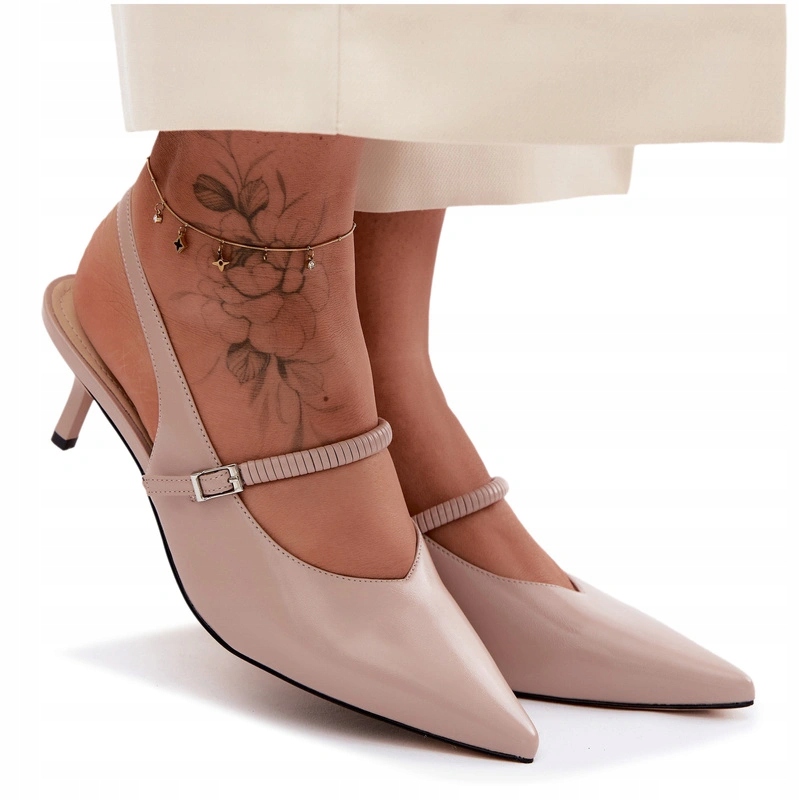 Elegantní Lodičky Na Podpatku S Páskem D&a CR61-3046 Béžové 39