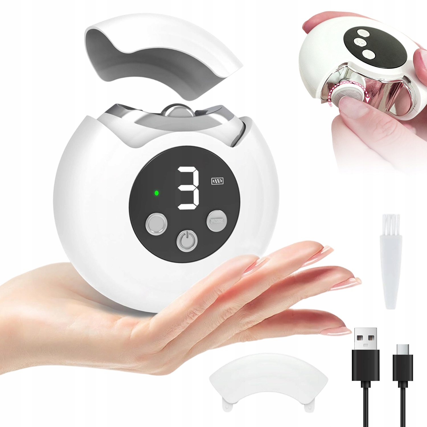 Elektrický Kleštičky Na Nehty, Přenosné, Automatické, S Led Usb Lampou