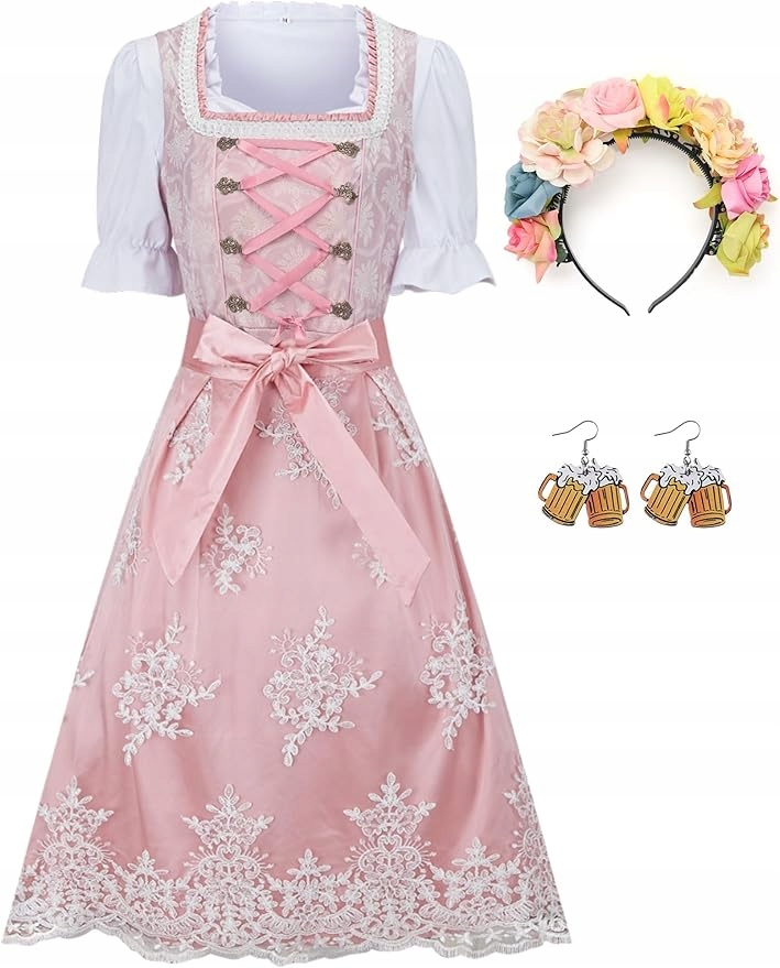 Dámský kostým Oktoberfest Dirndl 5v1 Ezuwail šaty bavorská 2XL