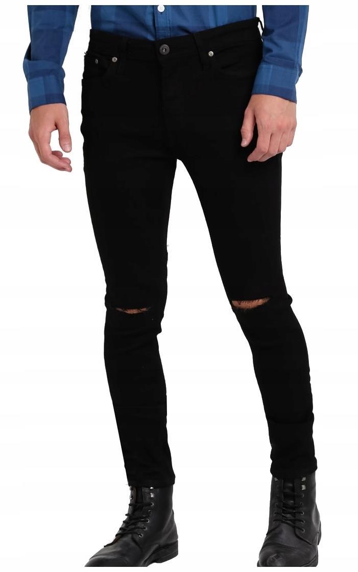 

Przecięcia Jack Jones Czarne rurki Jeansy 32/32