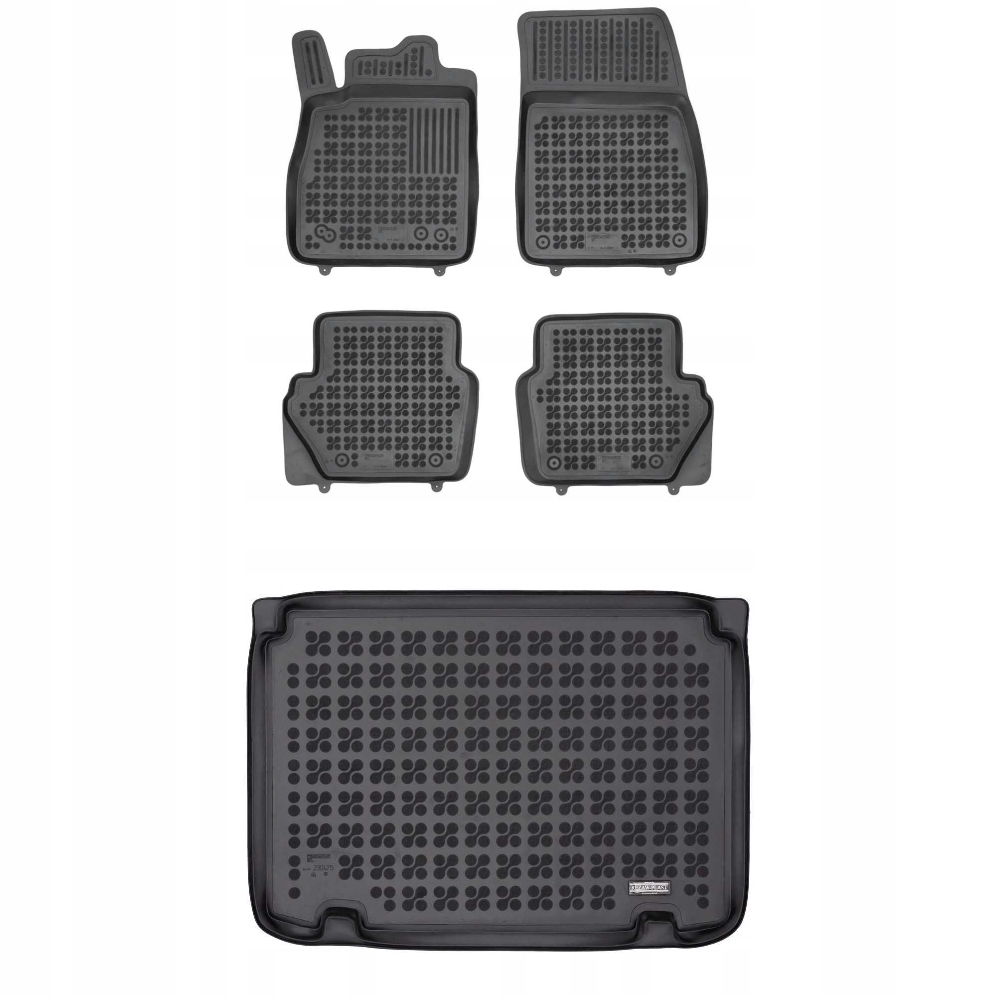 Gumová sada kobercov a rohože Ford Puma od roku 2019 pre hornú podlahu batožinového priestoru Hyb