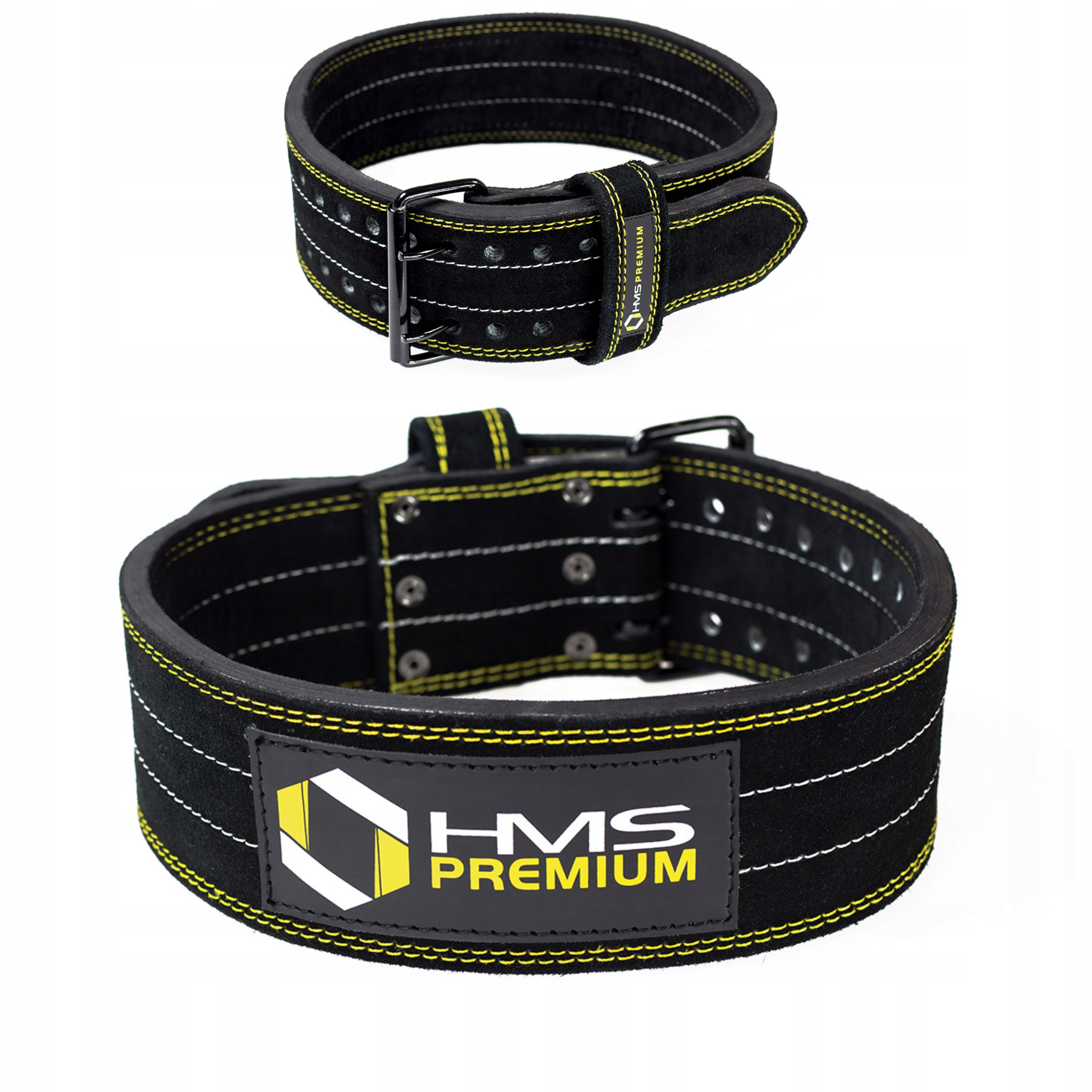 Silový pás XL Hms Premium Kožený Bederní Černý Trénink Závaží Robustní