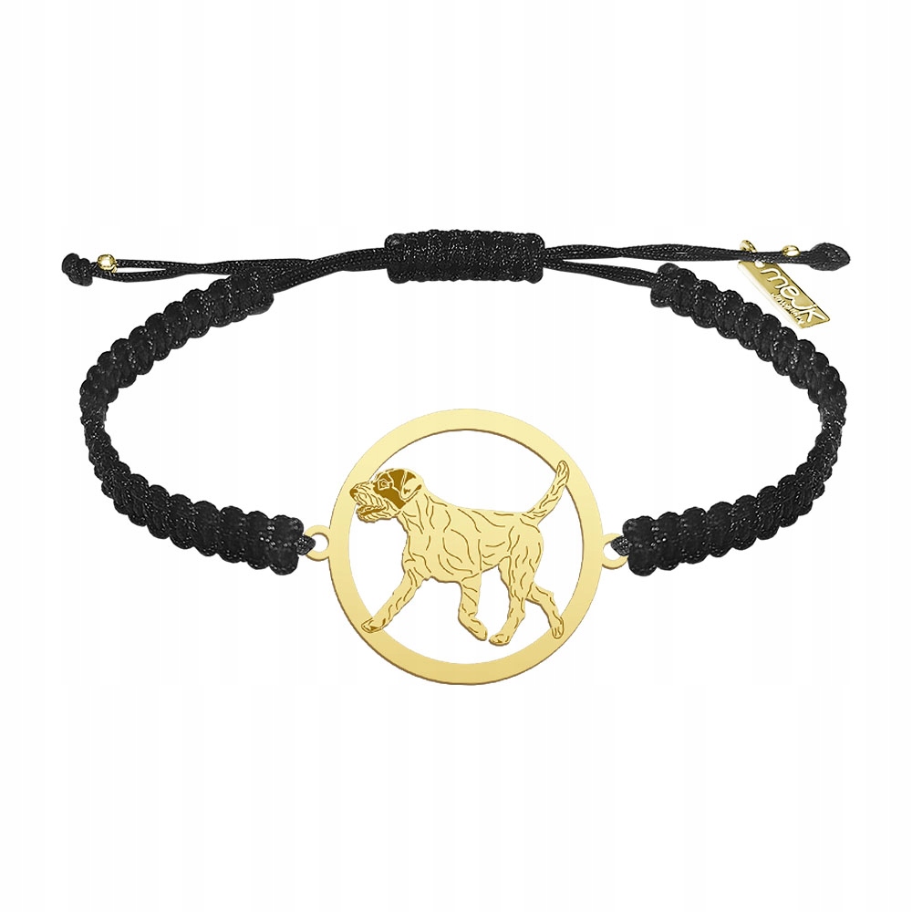 Zlatý náramek se psem Parson Russell Terrier 925 Makramé Dárek Gravírování