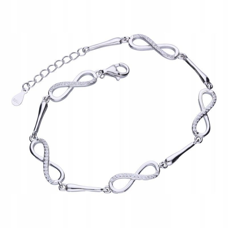 Stříbrný náramek ryzosti 925, rhodiovaný, 4.74 g jako dárek s bílými zirkony