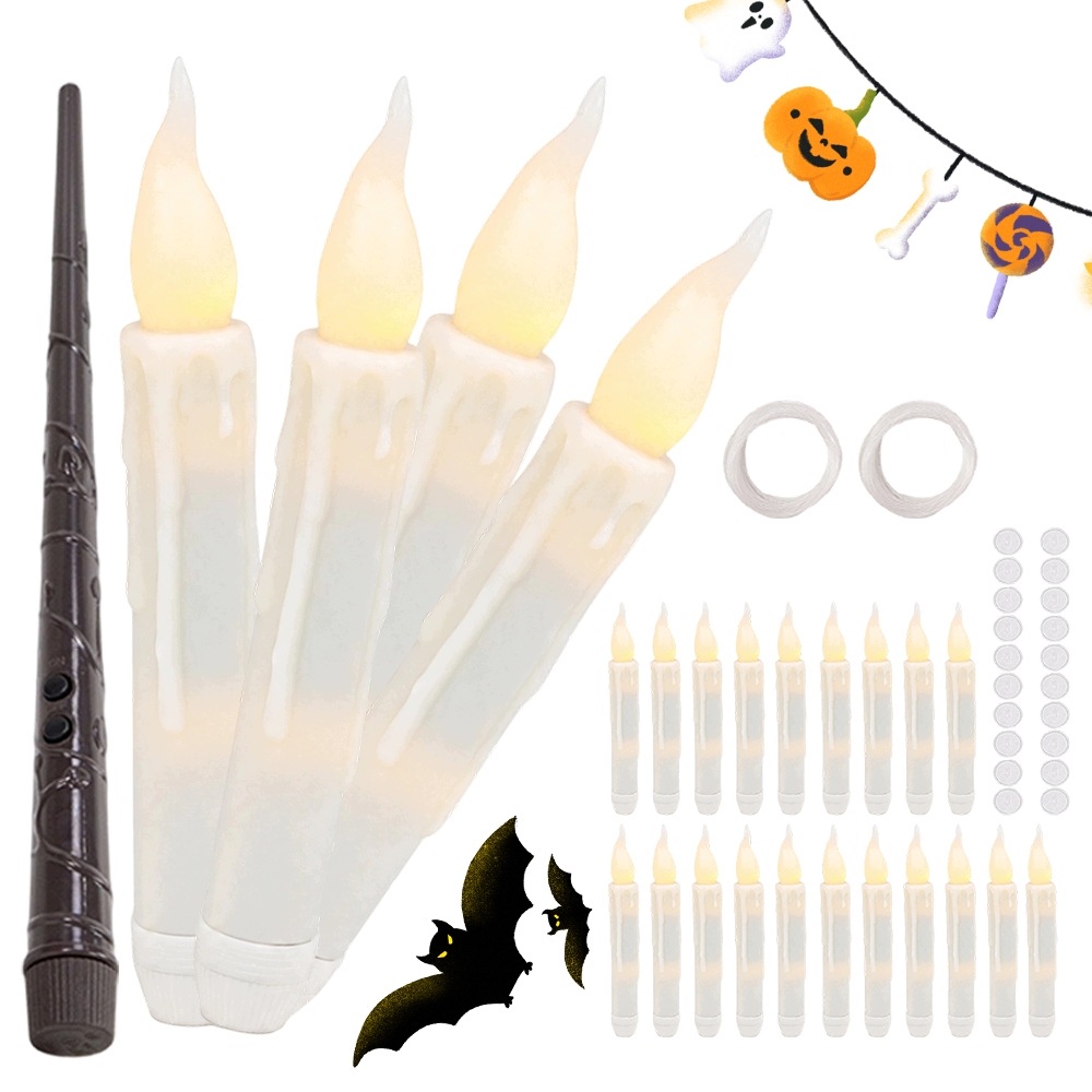 24 Kusů Plovoucích svíček bez plamene, Plovoucí Halloweenské svíčky