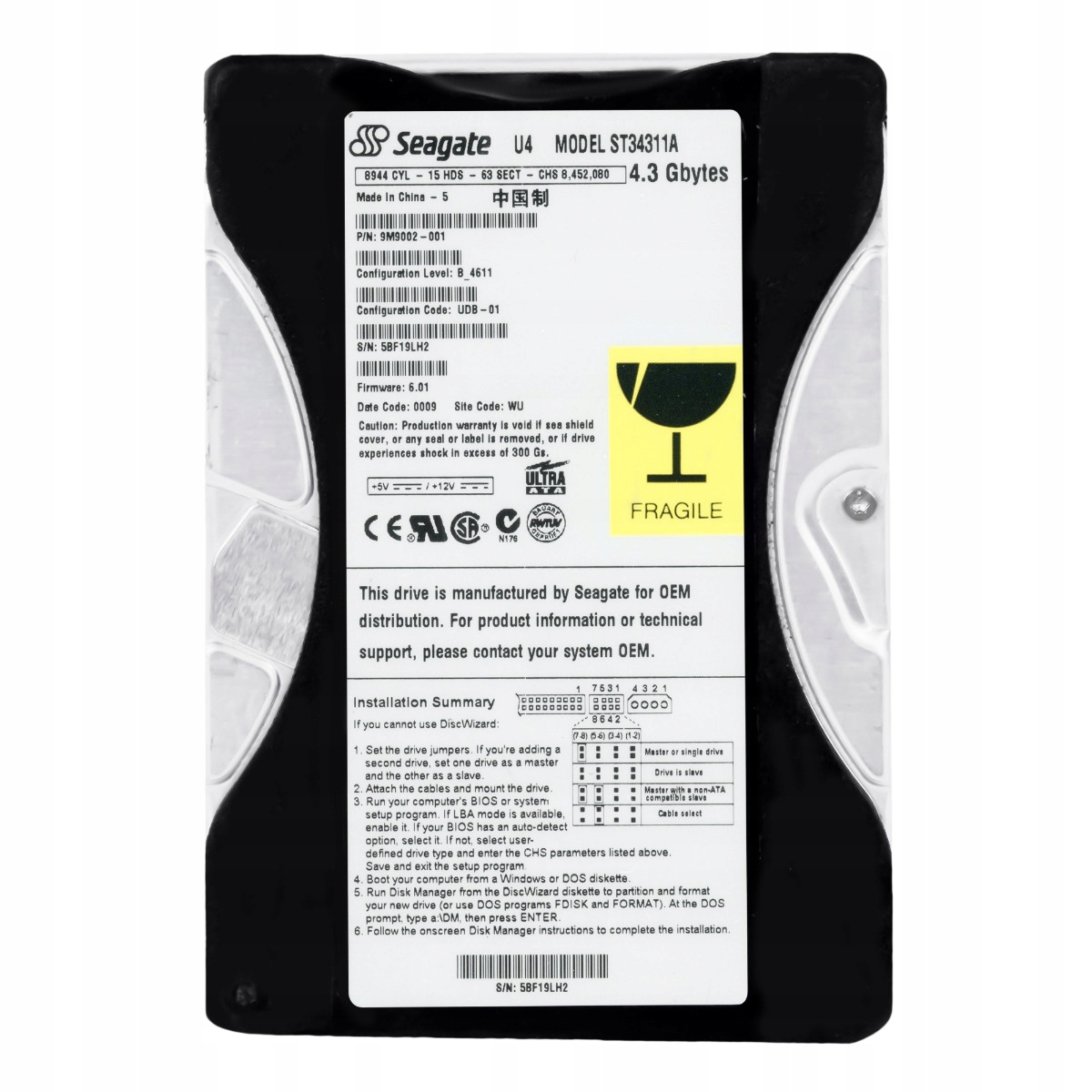 Seagate U Série 4 4.3GB 5.4K Ata 3.5'' ST34311A