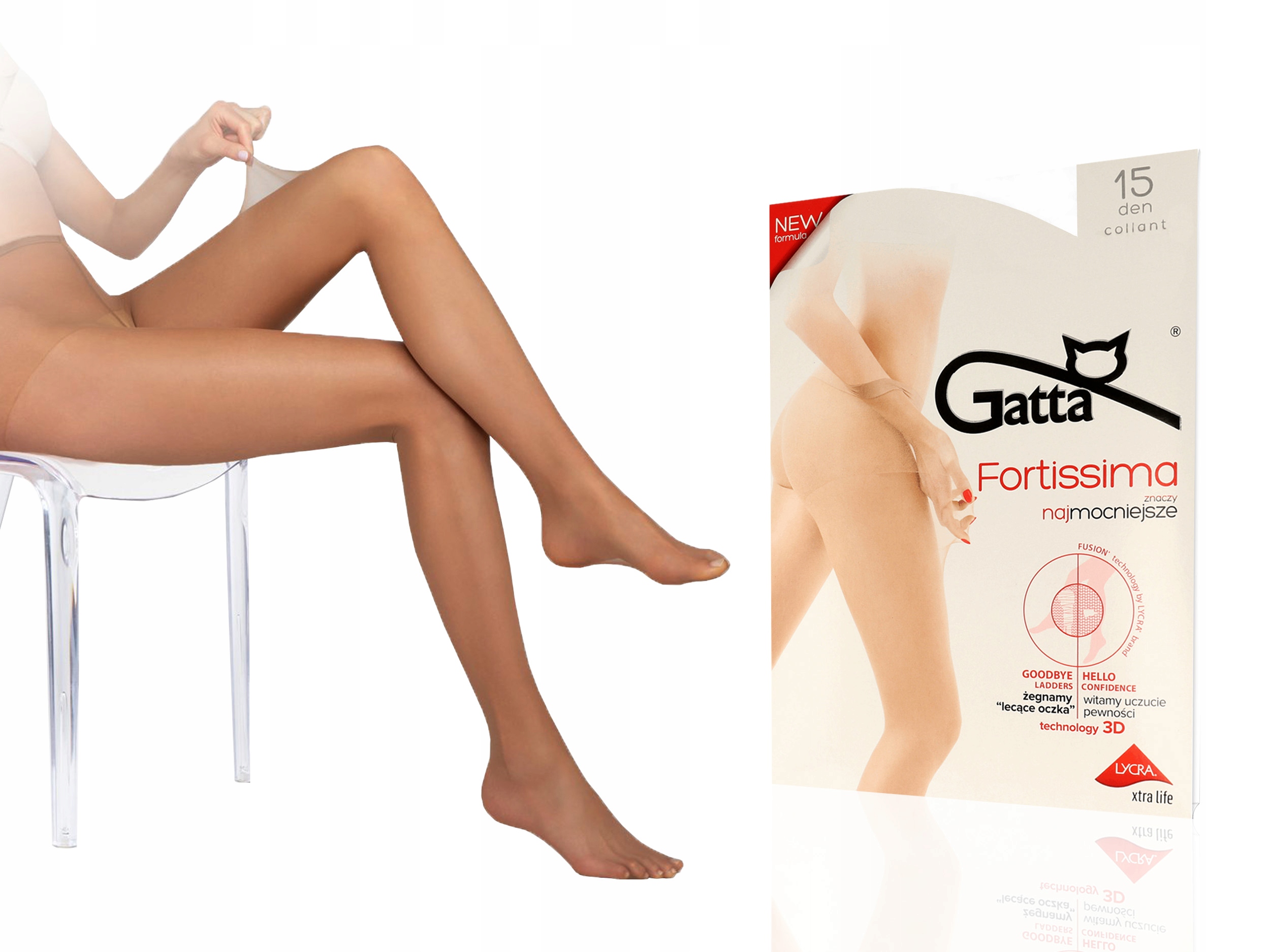 

Gatta Fortissima rajstopy, 15 den, lycra beige 2-S