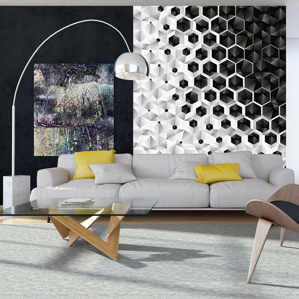 Fototapeta Geometrické abstraktní šestiúhelníky a trojúhelníky 184x254 lepidlo