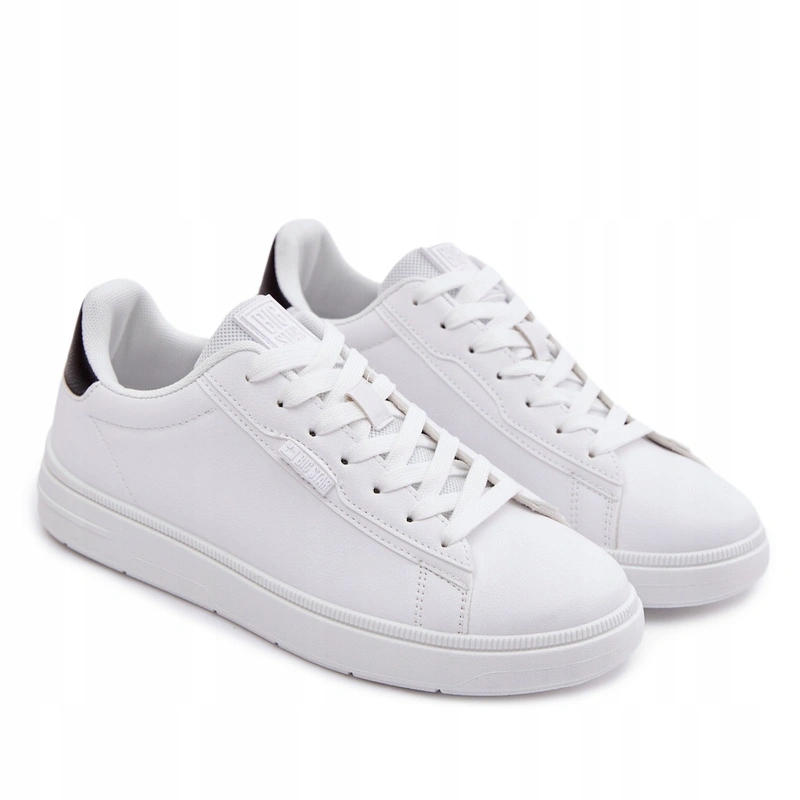 Pánské Tenisky Big Star Šněrovací Eko Kožené Bílé 45