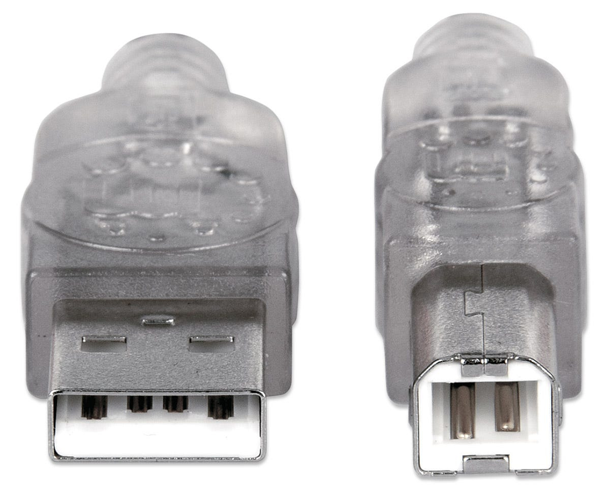 Kabel USB Manhattan USB 2.0 A-B M/M, 1,8m, srebrny