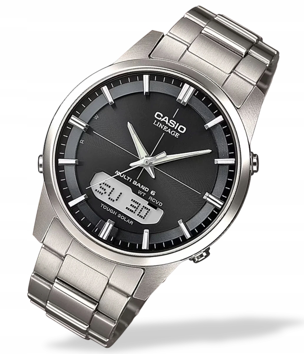 Tytanowy analogowo cyfrowy zegarek męski Casio Waveceptor LCW-M170TD Grawer