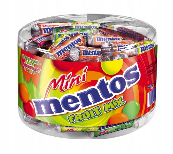 Mentos Mini Fruit MIX 70 rolek Jabłko Cytryna Truskawka Pomarańcza