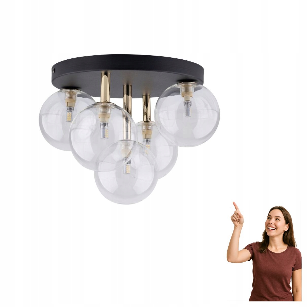 Stropná lampa Nilos Black/gold 758 Tk Lighting