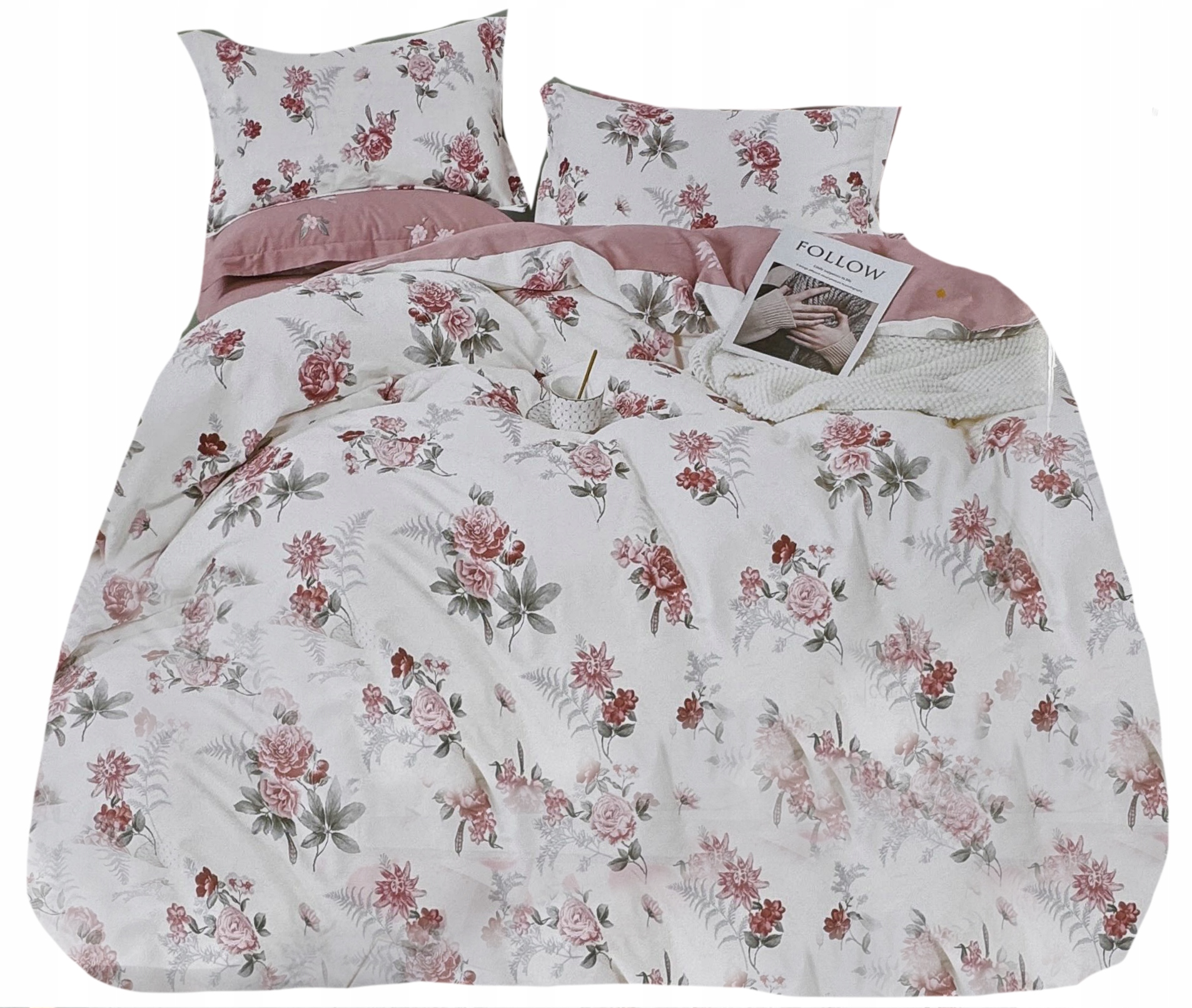 Povlečení 200x220 Bavlna Saténová 100% Komplet 3 Č. Povlečení Povlečení Květiny