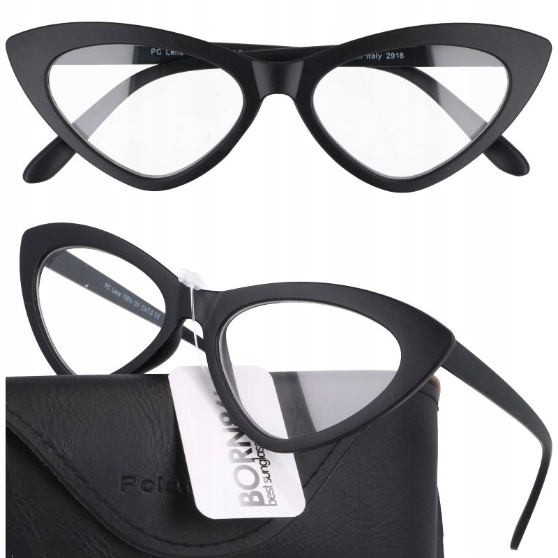 

Okulary Damskie zerówki kocie oczy