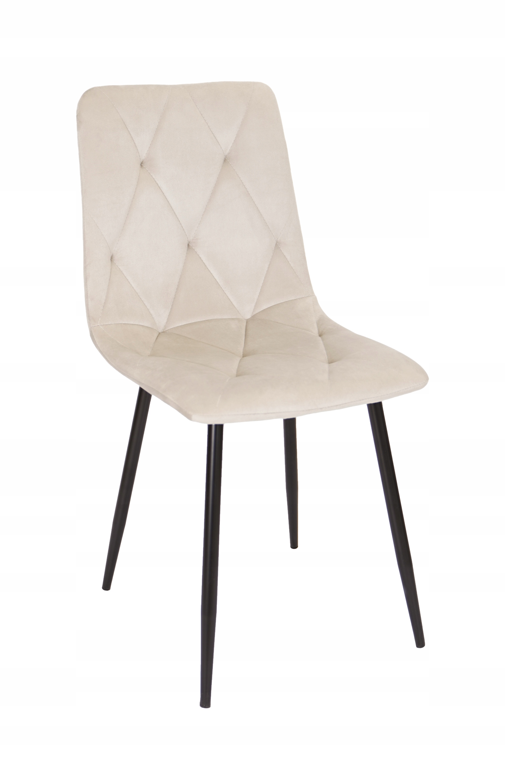 Krzesło Tapicerowane Welurowe Do Kuchni Jadalni Beżowe Loft Pikowane Naomi