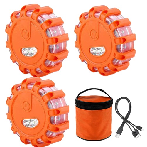 Balení 3 výstražných světel, Led výstražné blikající světlo pro auto s magnetem