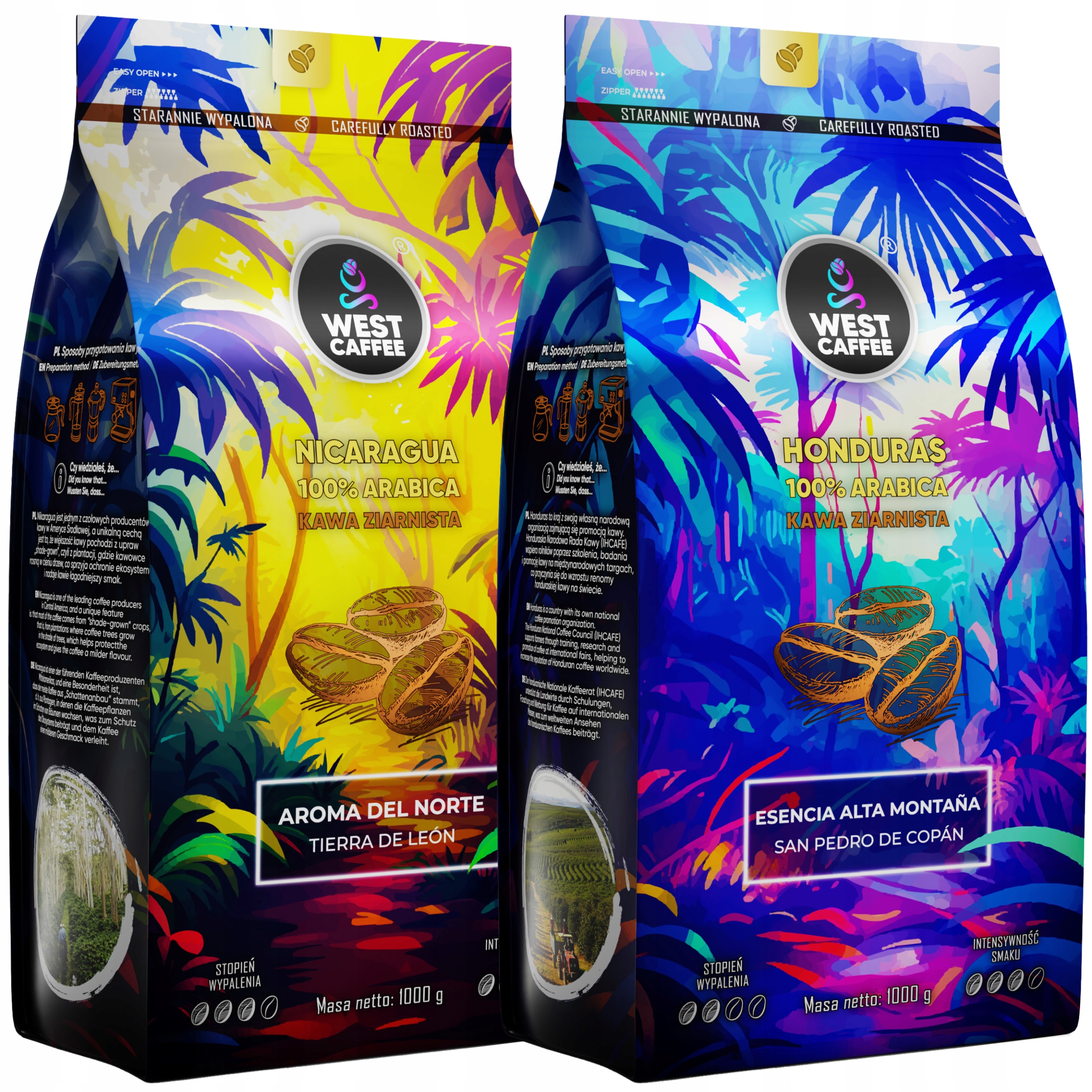 Levně Káva Zrnková Nikaragua Honduras Sada 2kg 100% Arabica Čerstvě Pražená